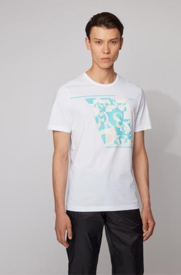 Koszulki BOSS Cotton Białe Męskie (Pl14227)